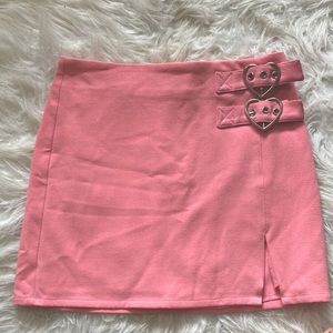 Sugar Thrillz Pink Heart Buckle Mini Skirt